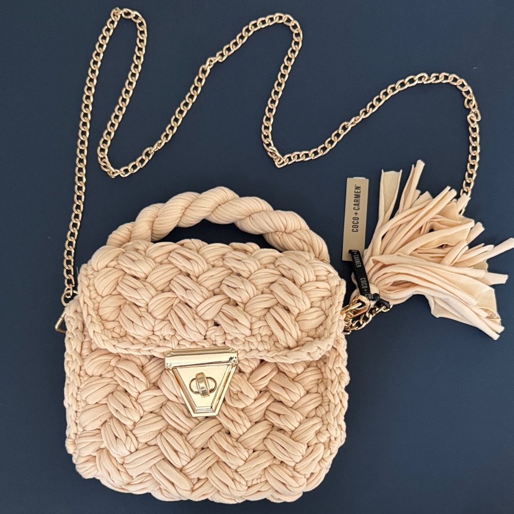 Coco + Carmen Cream Woven Mini Bag
